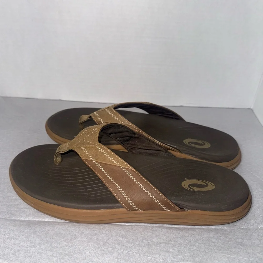Men’s Brown Flip Flop Sandals Size 9 Casual Comfort Beach